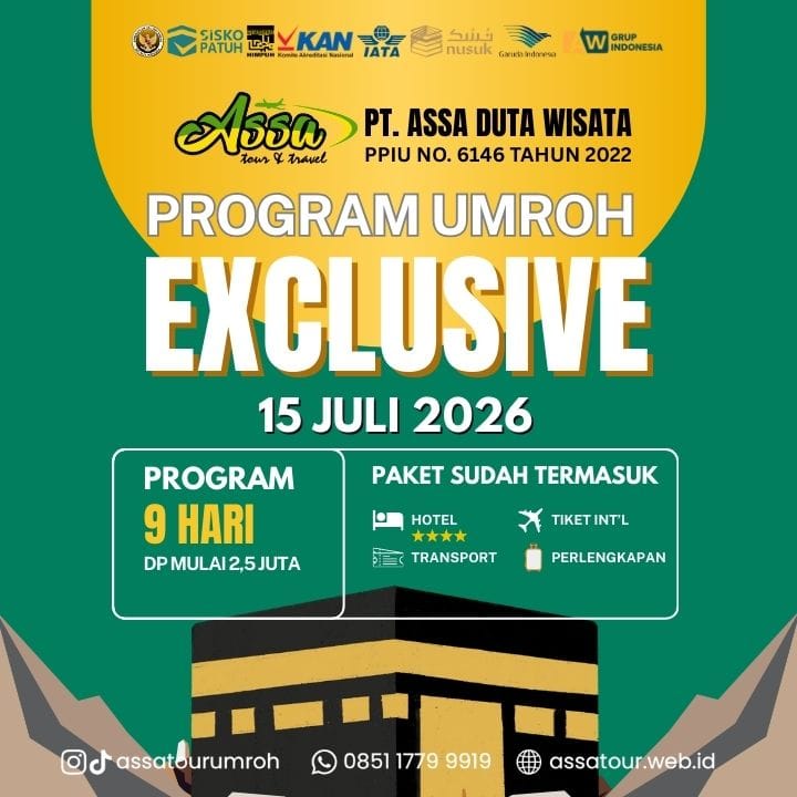 Paket Umroh awal musim 9hari 15Juli2026