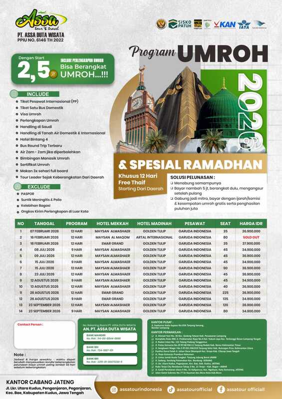 Paket Lengkap Umroh Hemat Premium 2026 Semarang Solo Jawa Tengah